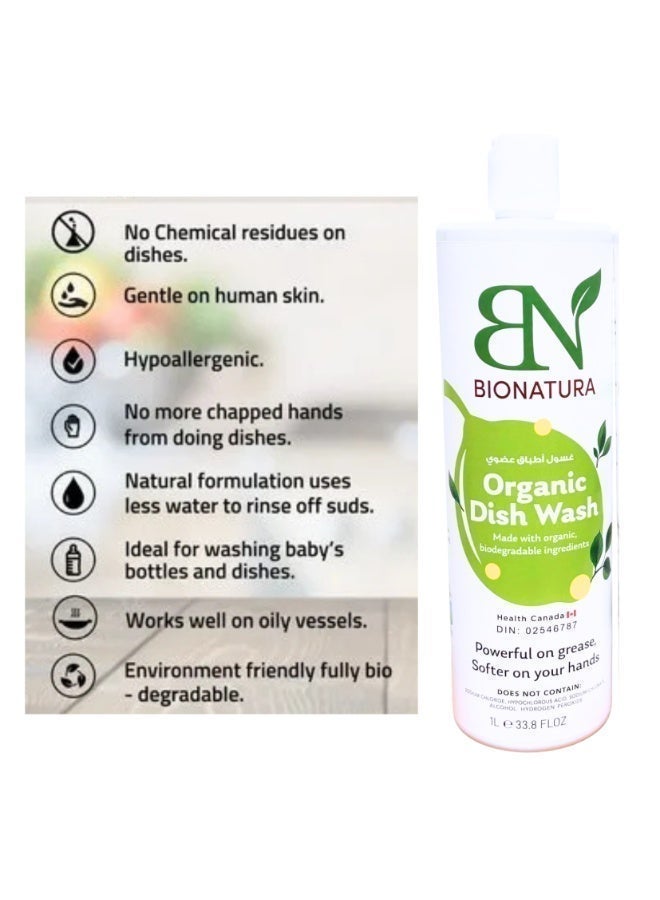 BioNatura Organic Dish Soap 1 Liter – Lemon Scent | Made from Olive & Coconut Oils | Natural, Plant-Based Dishwashing Liquid for Everyday Cleaning - Image 3